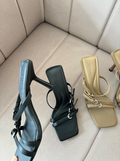 High Quality Fashionable Triple Buckle Straps Slid-On Heels